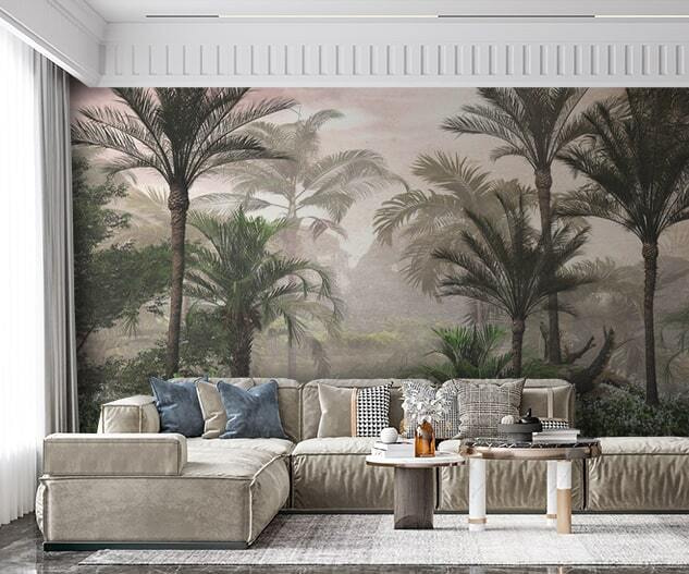 Palmeras en niebla pintada — interior 1