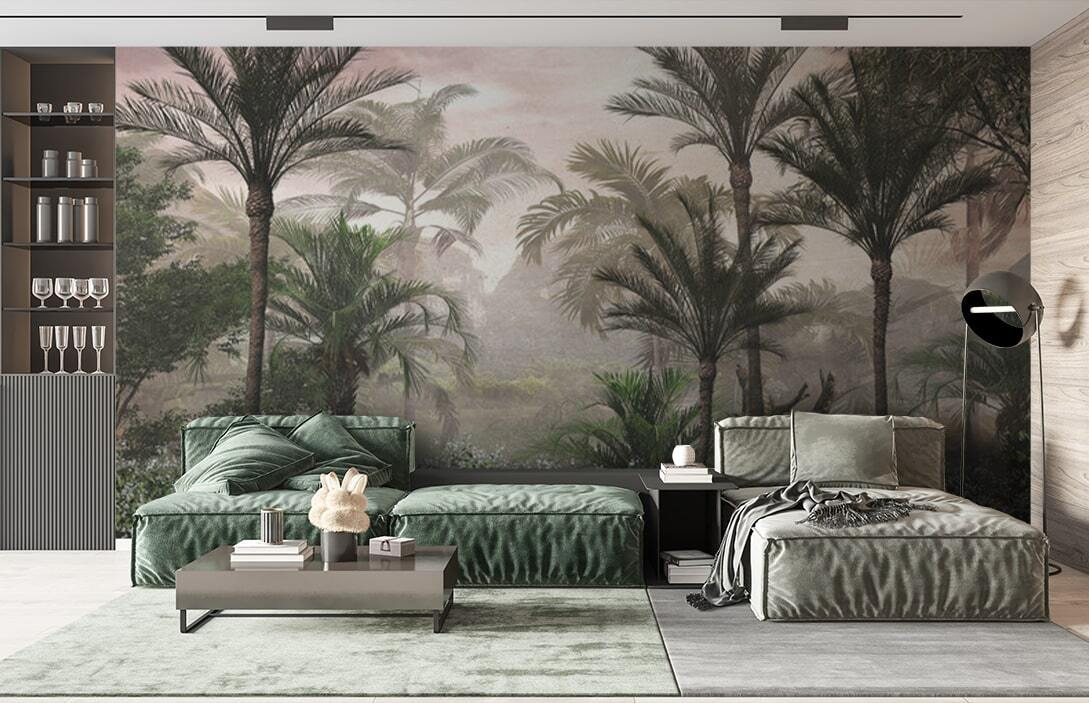 Palmeras en niebla pintada — interior 3