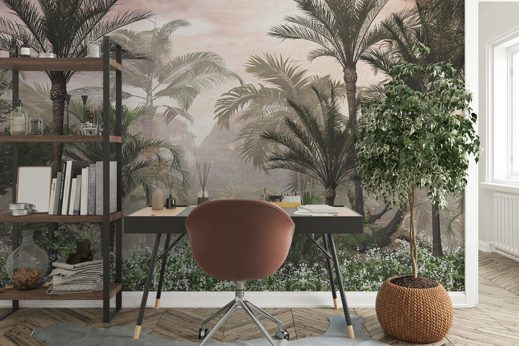 Palmeras en niebla pintada — interior 5