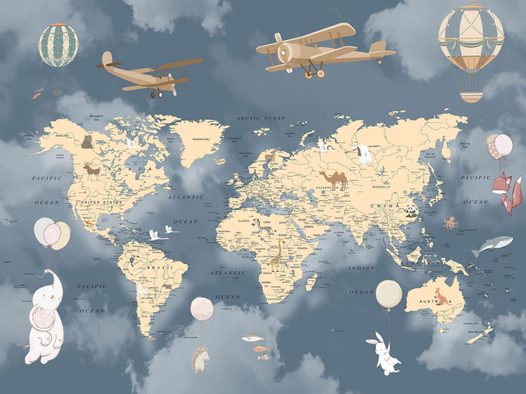 Vuelos sobre mapa antiguo — diseño completo