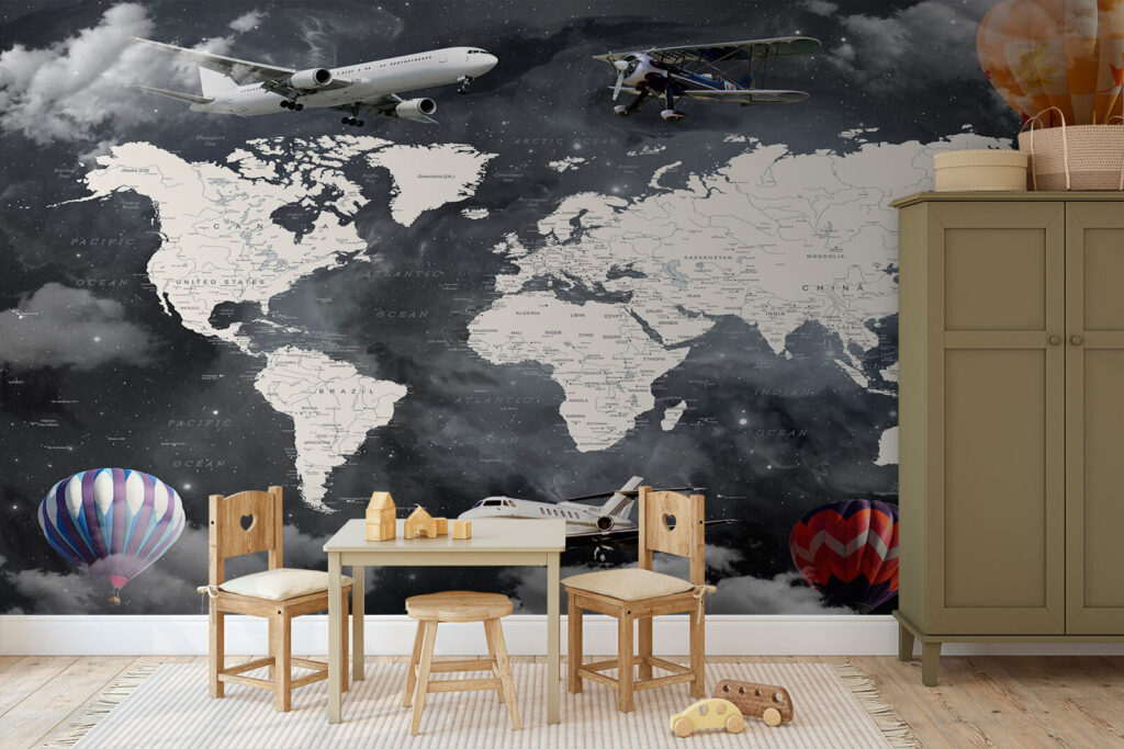 Aviones sobre mapa blanco — interior 2