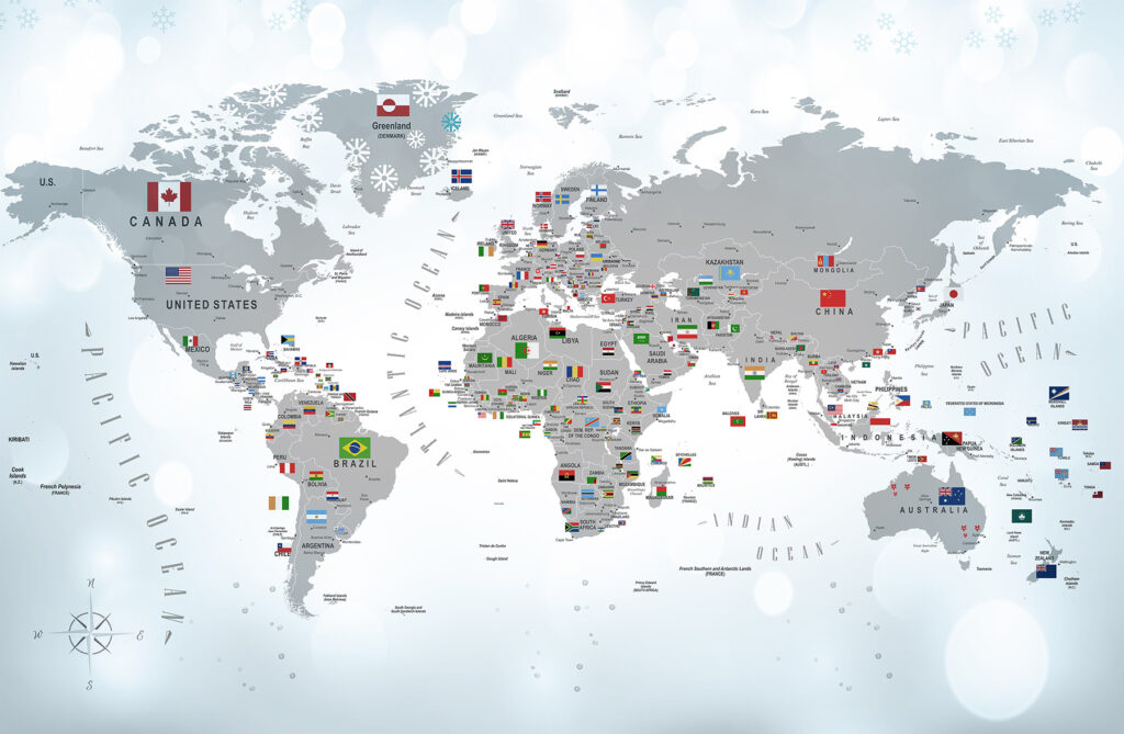 Mapa lleno de banderitas — diseño completo