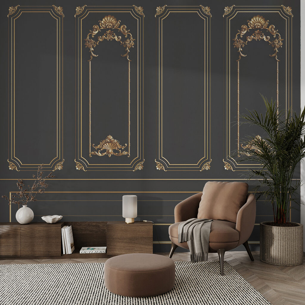 Molduras doradas sobre negro — interior 4