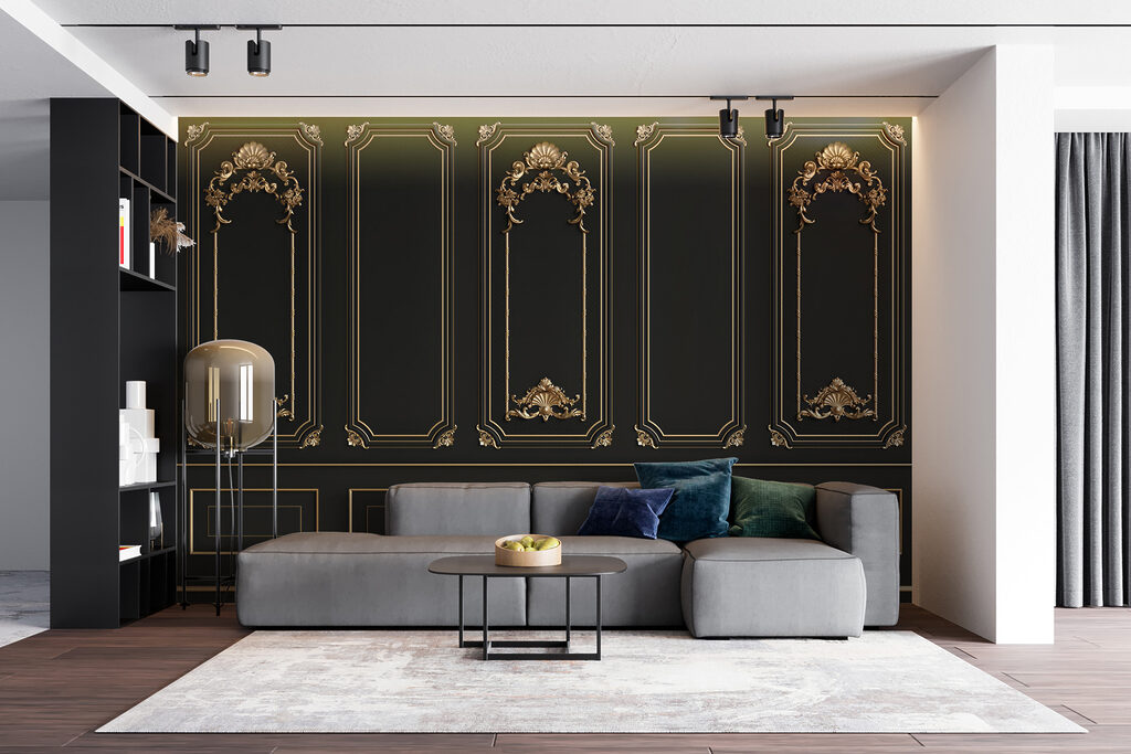 Molduras doradas sobre negro — interior 6