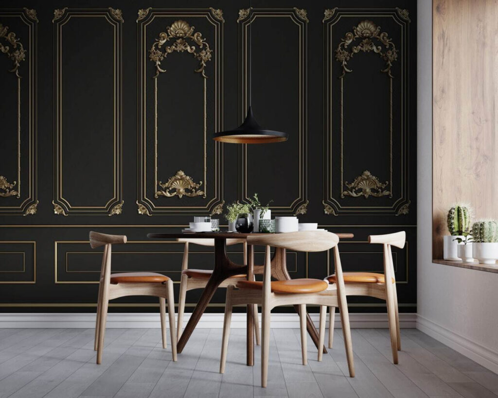 Molduras doradas sobre negro — interior 3