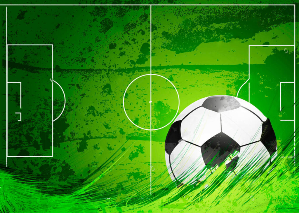 Balón frente a campo — diseño completo