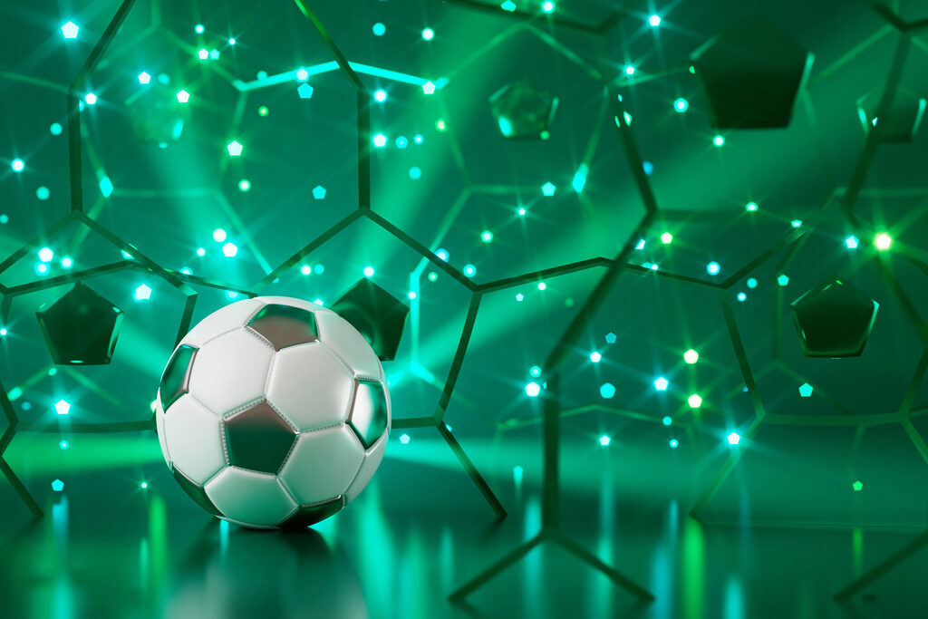 Fútbol entre luces verdes — diseño completo