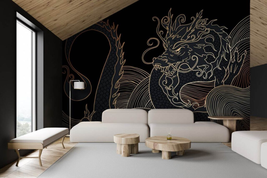Dragón de líneas doradas — interior 2