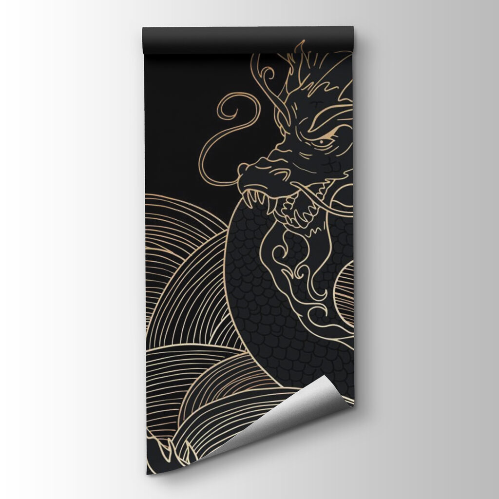 Dragón de líneas doradas — vista del producto