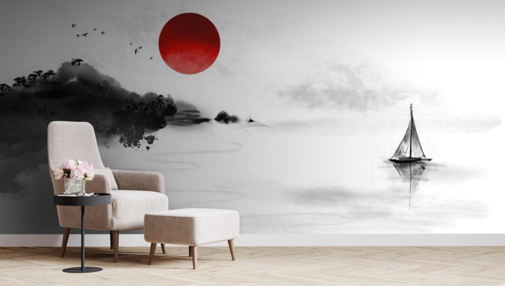 Velero bajo sol rojo — interior 1