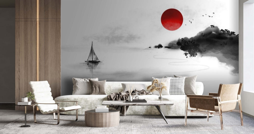 Velero bajo sol rojo — interior 2