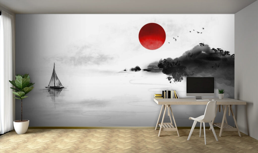 Velero bajo sol rojo — interior 3