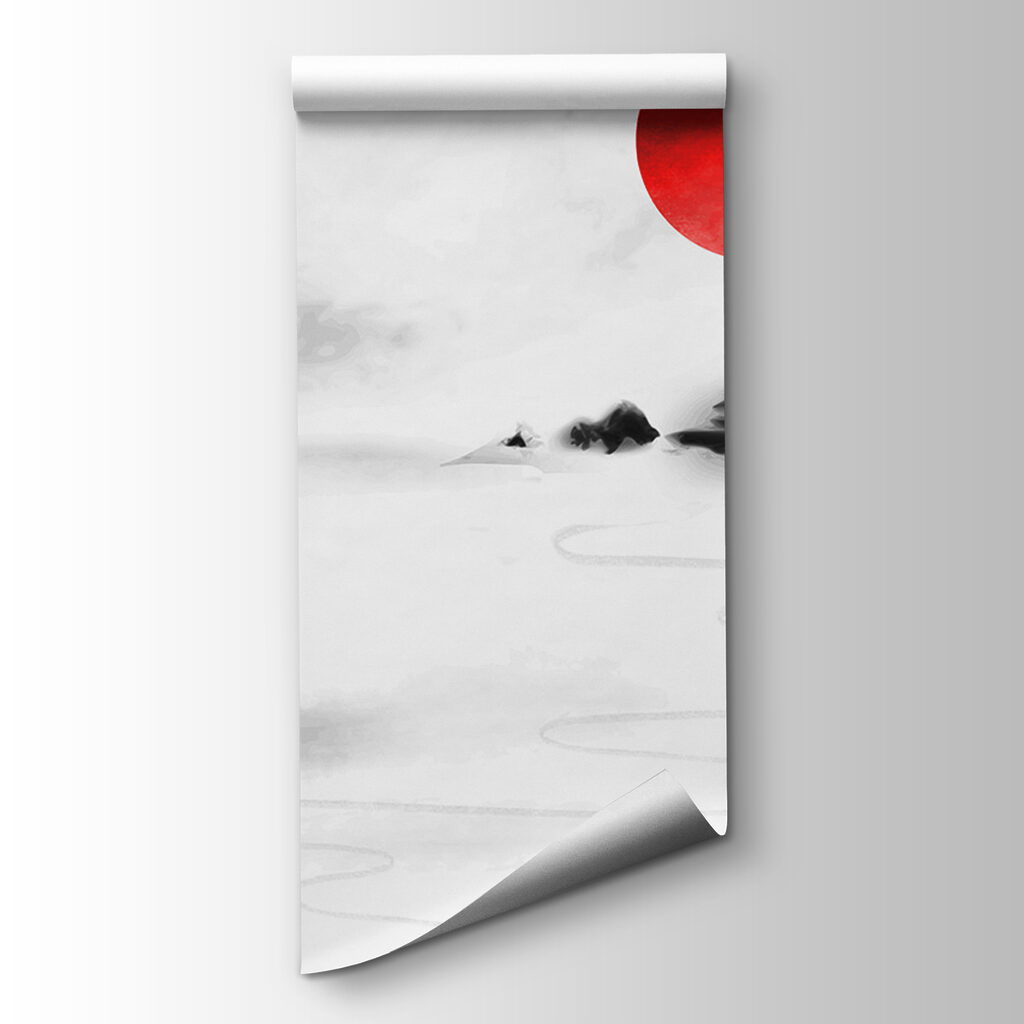 Velero bajo sol rojo — vista del producto