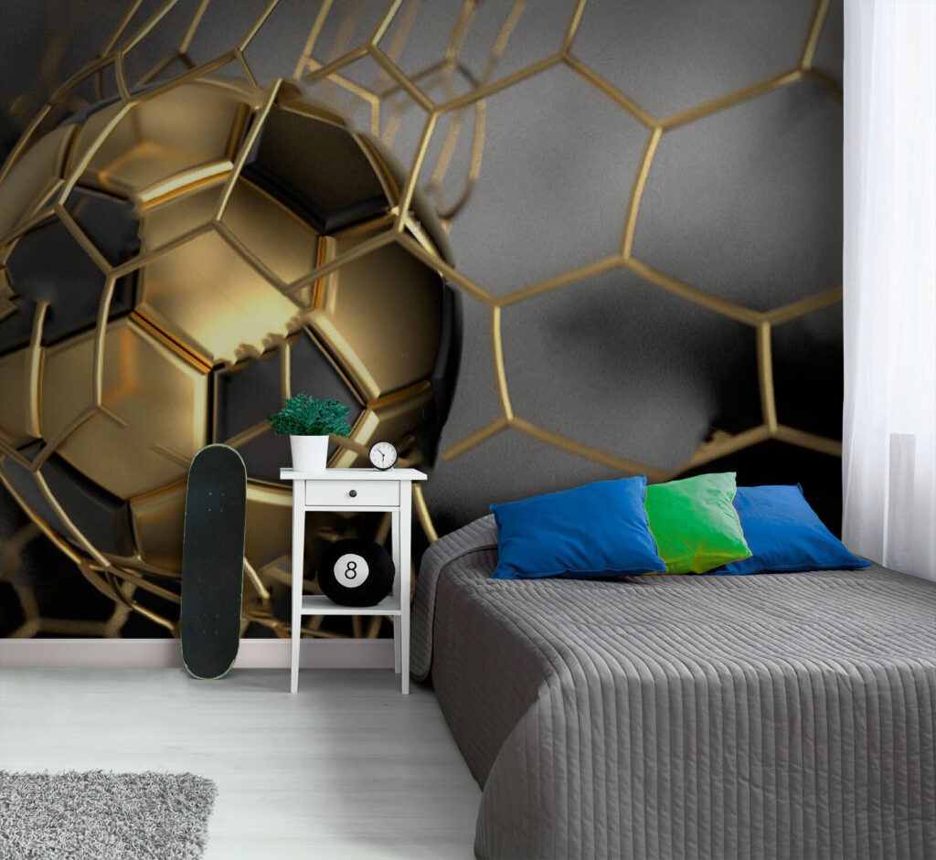 Balón dorado en movimiento en un interior
