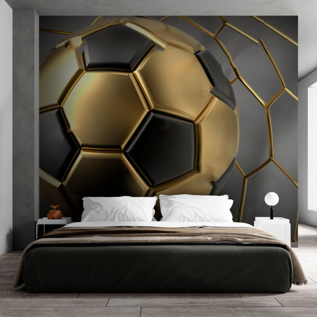 Balón dorado sobre malla — interior 1