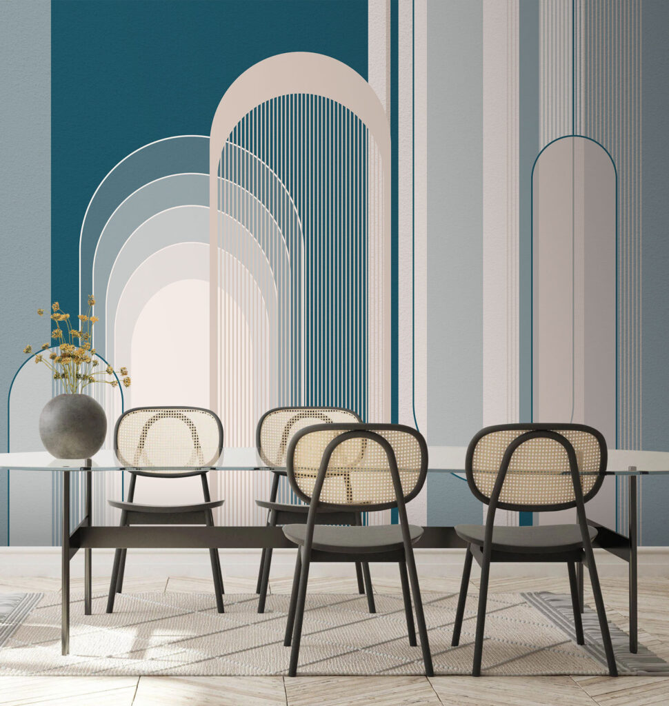 Arcos pastel en franjas — interior 1