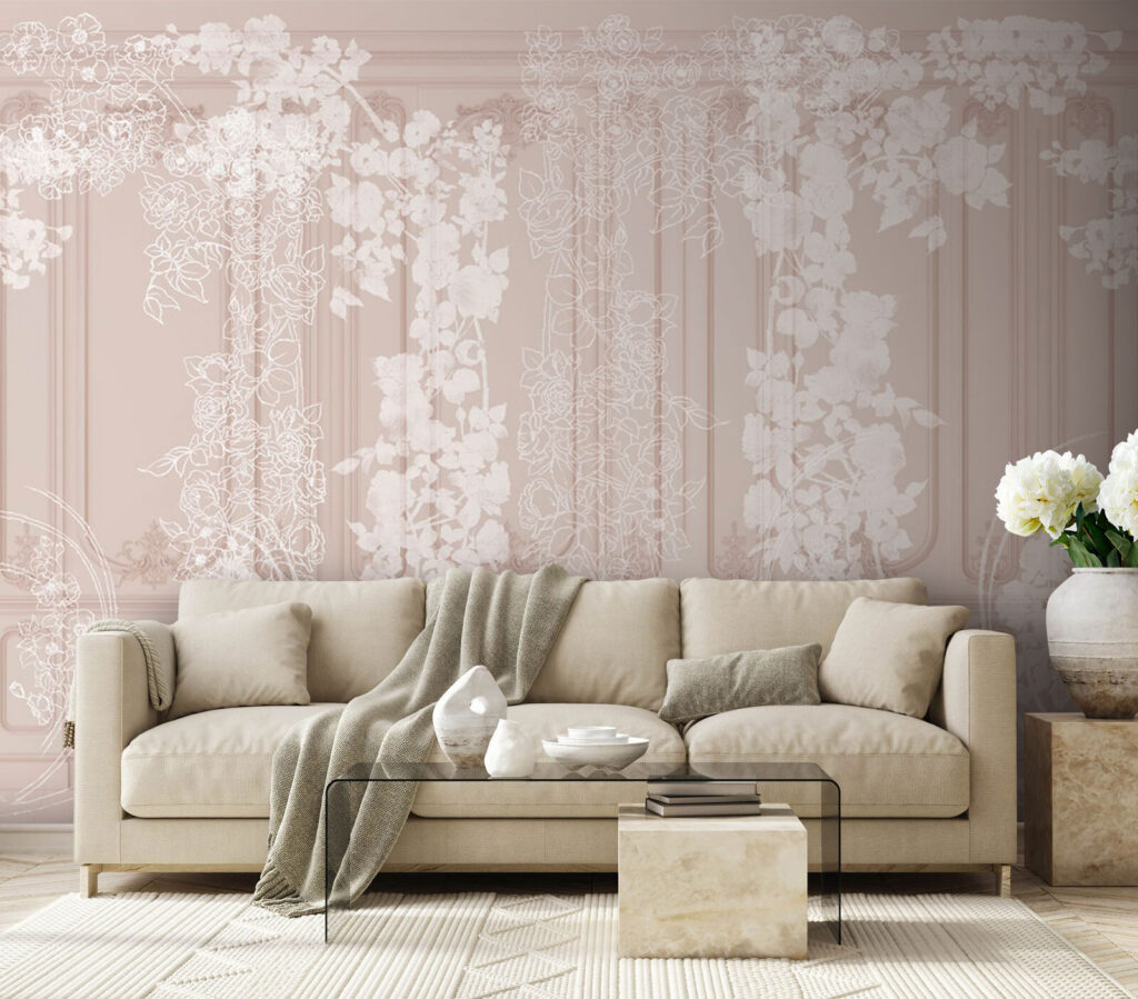 Flores blancas sobre paneles — interior 3