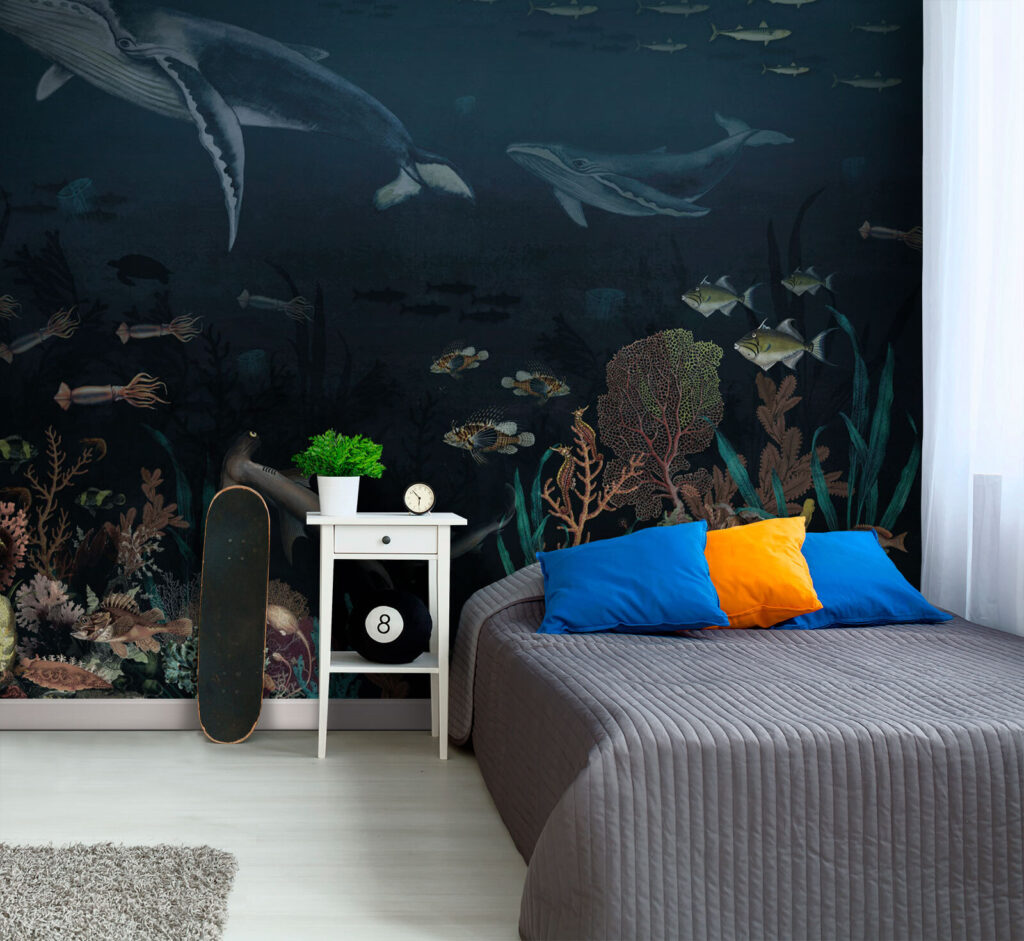 Ballenas sobre corales oscuros — interior 3