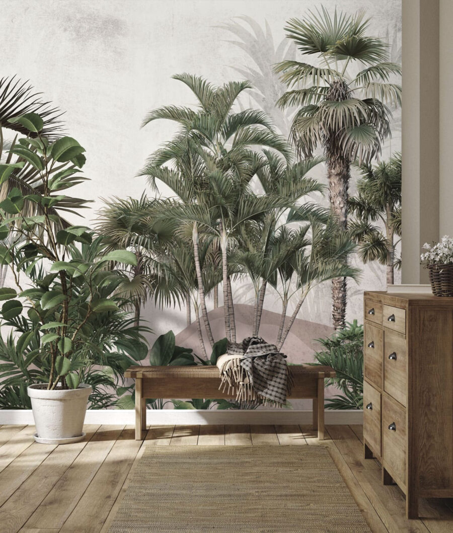 Palmeras altas en niebla — interior 1
