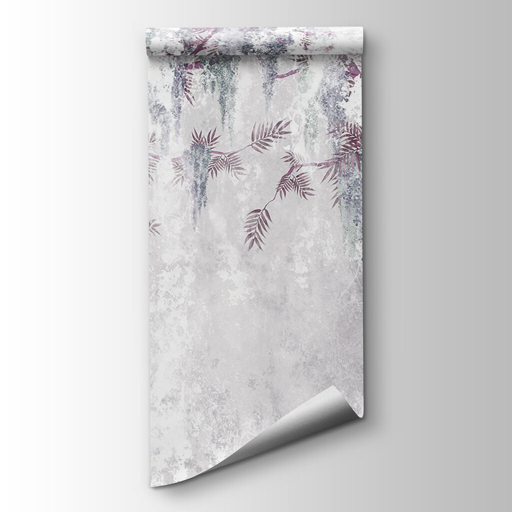Ramas moradas sobre pintura — vista del producto