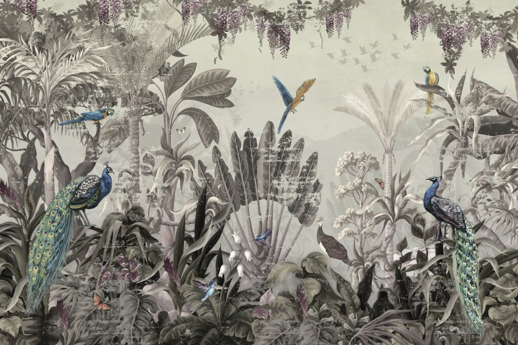 Pavos reales tropicales — diseño completo