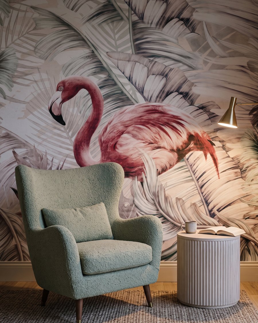 Flamencos entre ramas grises — interior 3