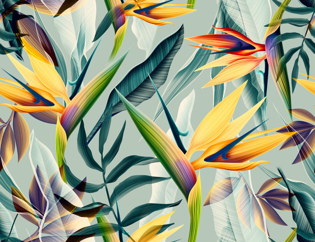 Flores de paraíso naranjas — diseño completo