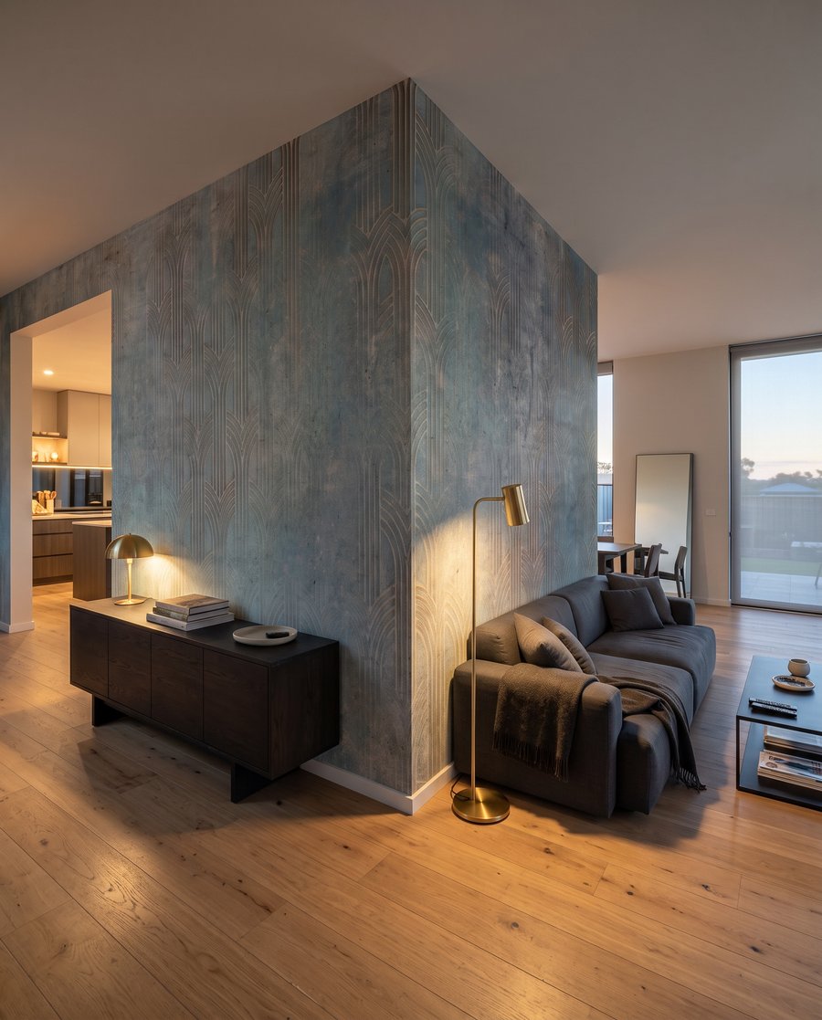 Azul con huellas cálidas — interior 3