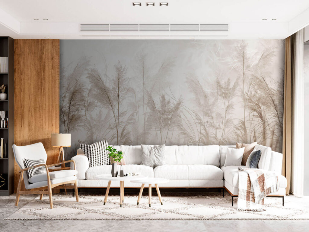 Hierba plumosa sobre niebla — interior 1