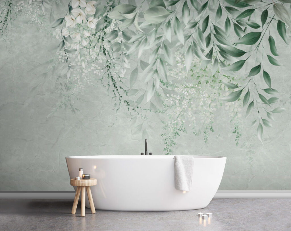 Ramas colgantes sobre verde — interior 5