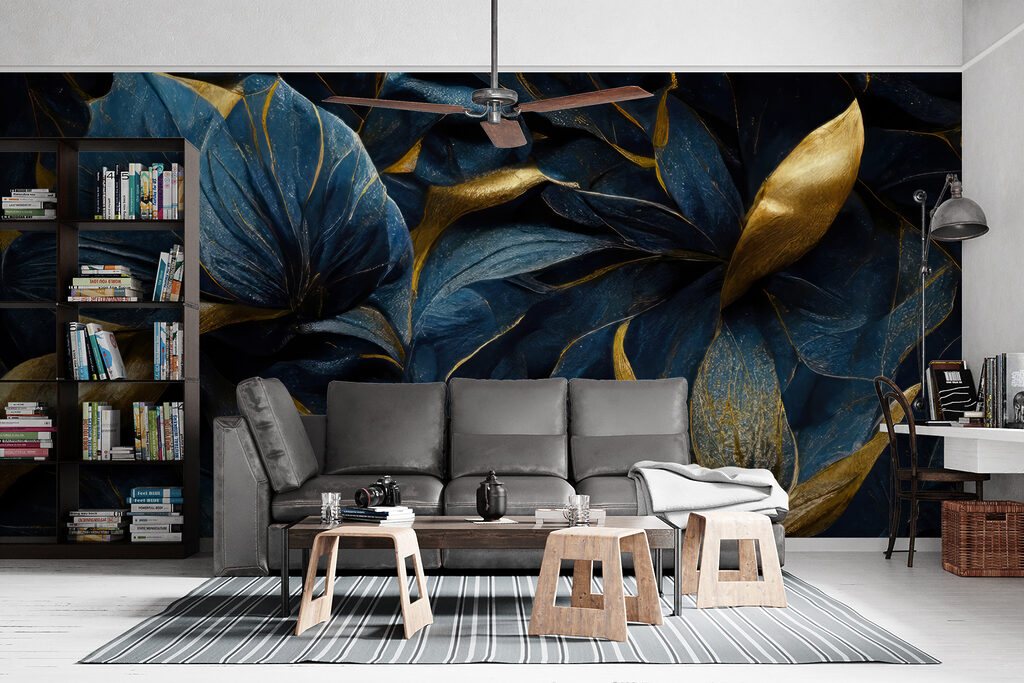 Flores azules y doradas — interior 7