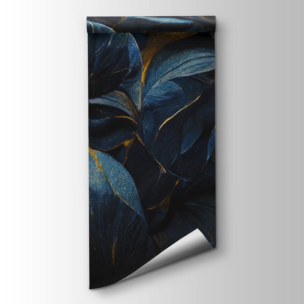 Flores azules y doradas — vista del producto