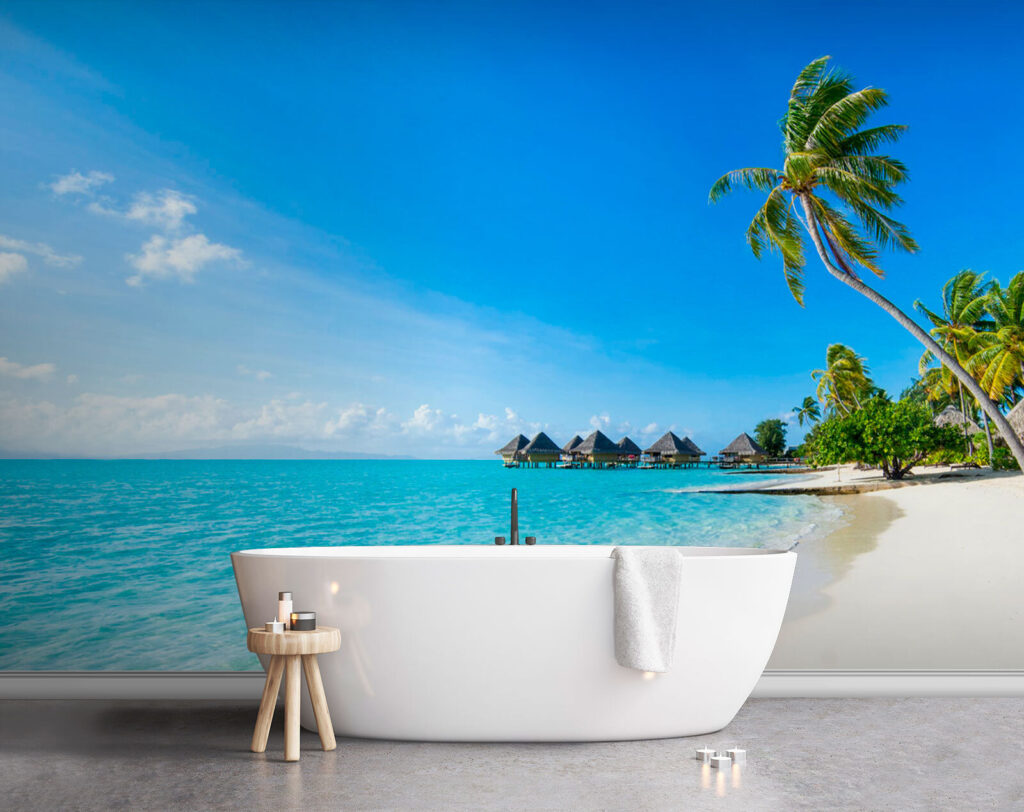 Playa tropical con palmeras — interior 1
