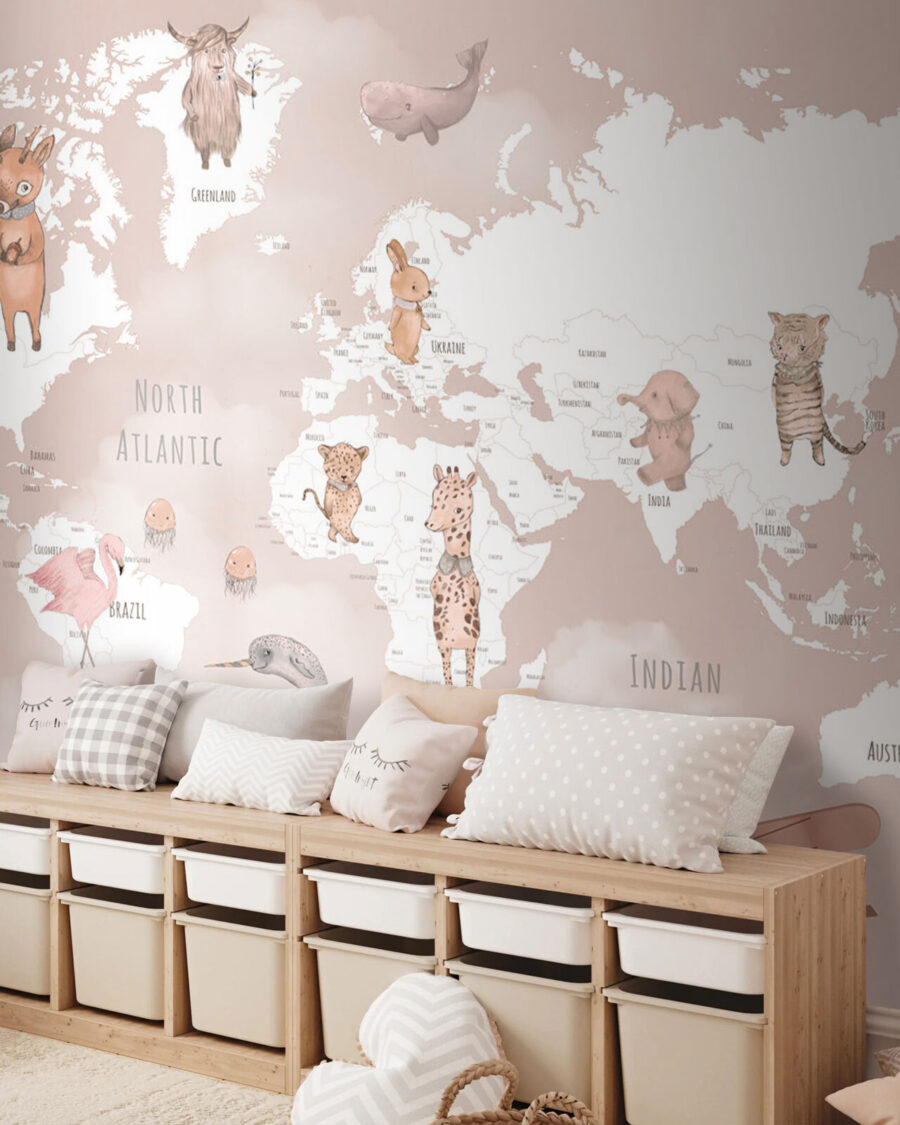 Mapa blanco con animales — interior 2