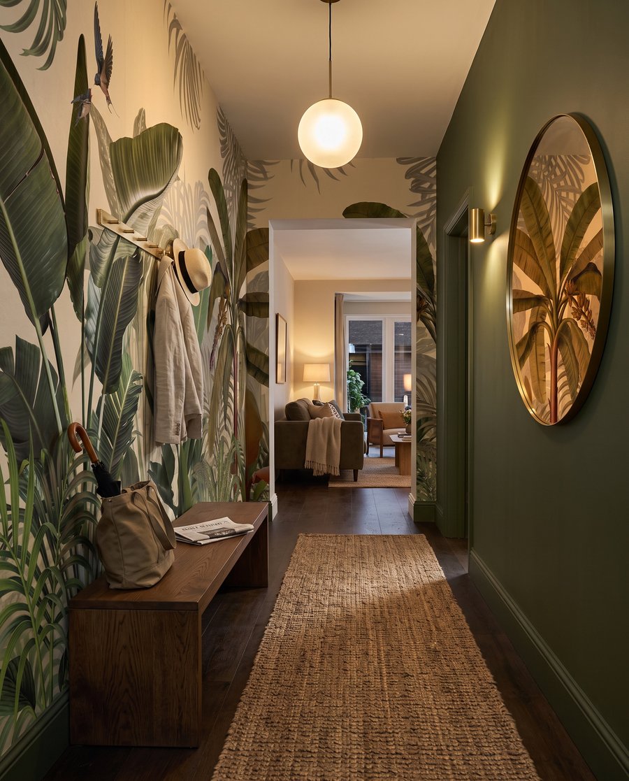 Hojas sobre verde profundo — interior 4