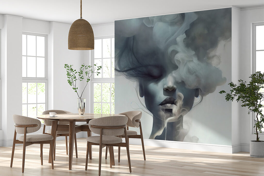 Rostro tras nubes azules — interior 8