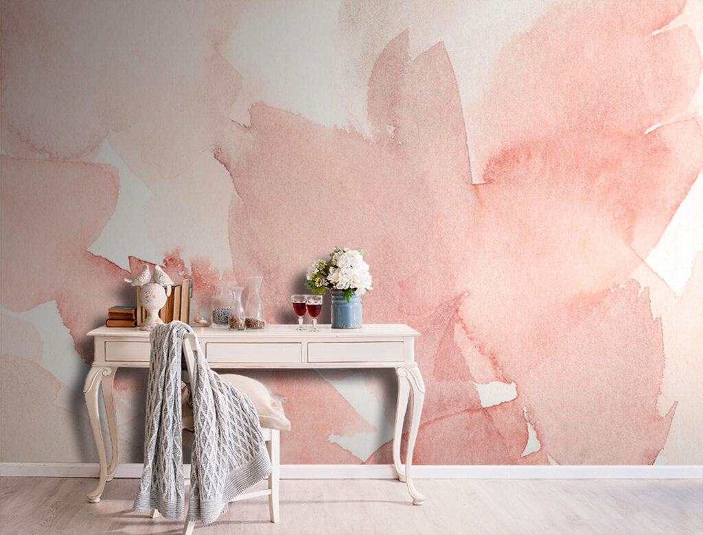 Hojas en acuarela rosa — interior 1