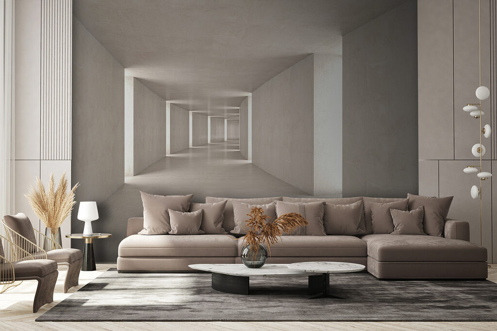 Pasillo gris con luz — interior 4