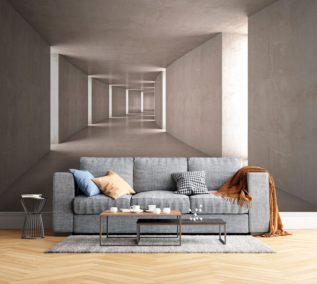 Pasillo gris con luz — interior 3