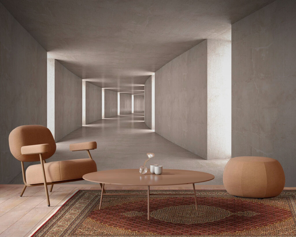 Pasillo gris con luz — interior 1