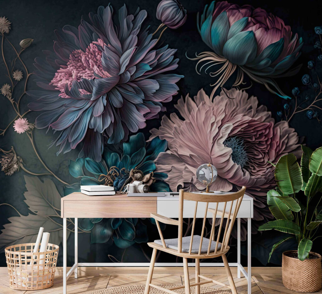 Floración rosa sobre azul — interior 1