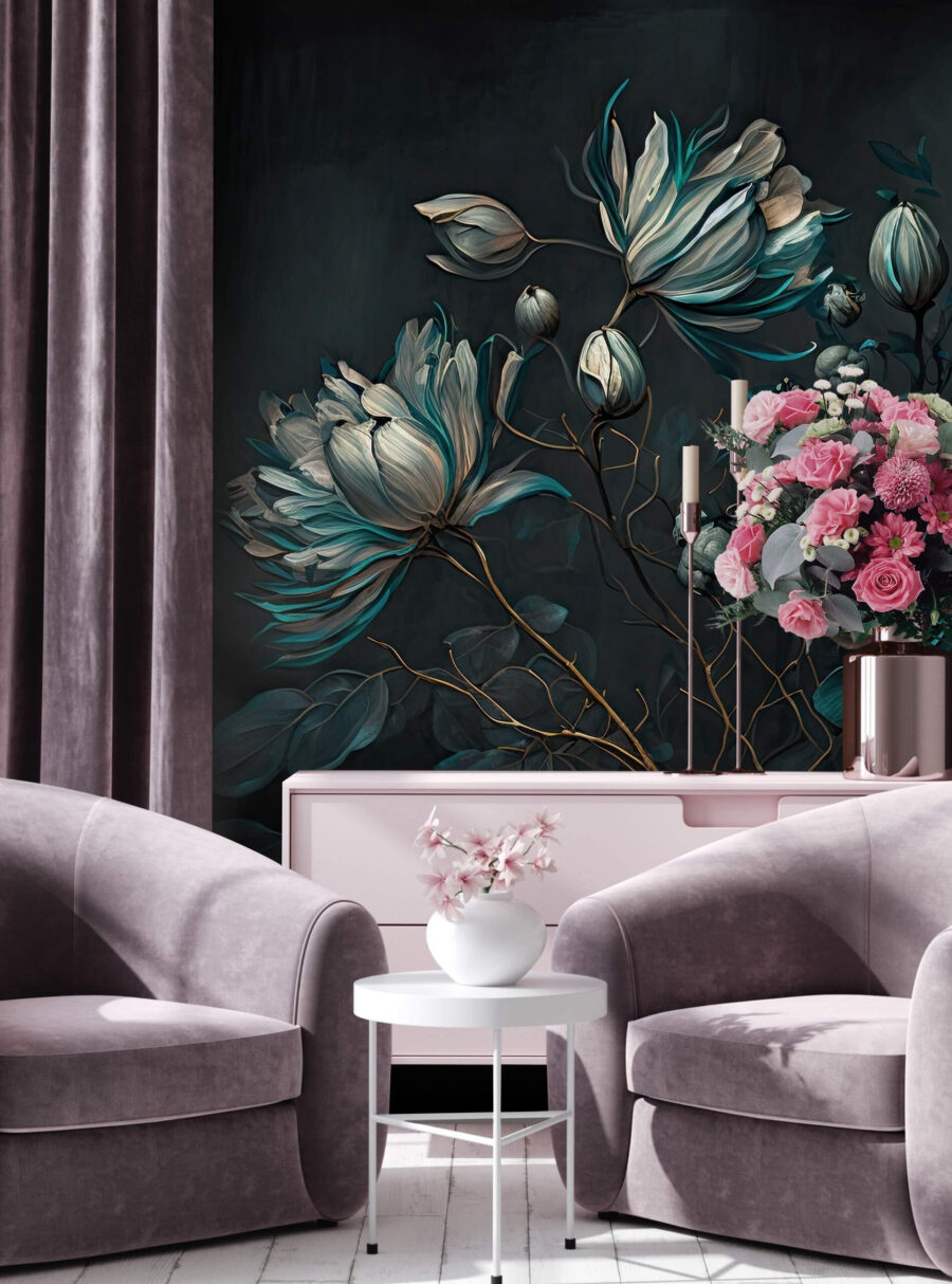 Flores turquesa — interior 2