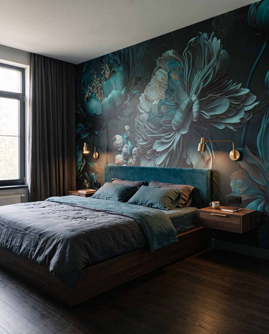 Flores turquesa nocturnas — interior 2