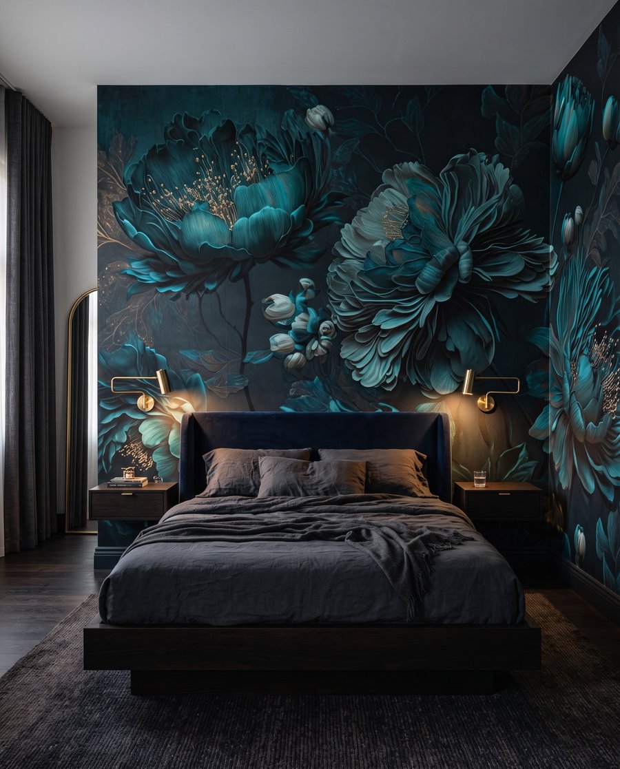 Flores turquesa nocturnas — interior 3
