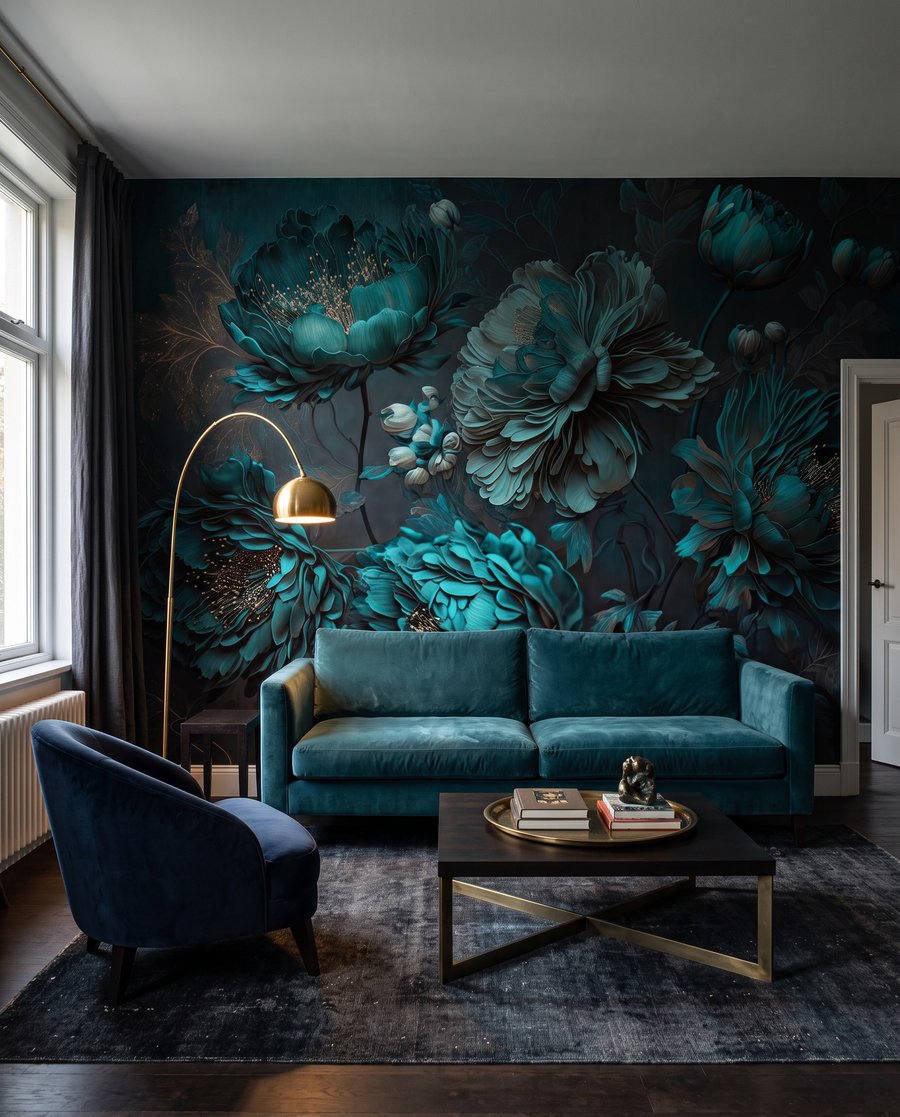 Flores turquesa nocturnas — interior 5