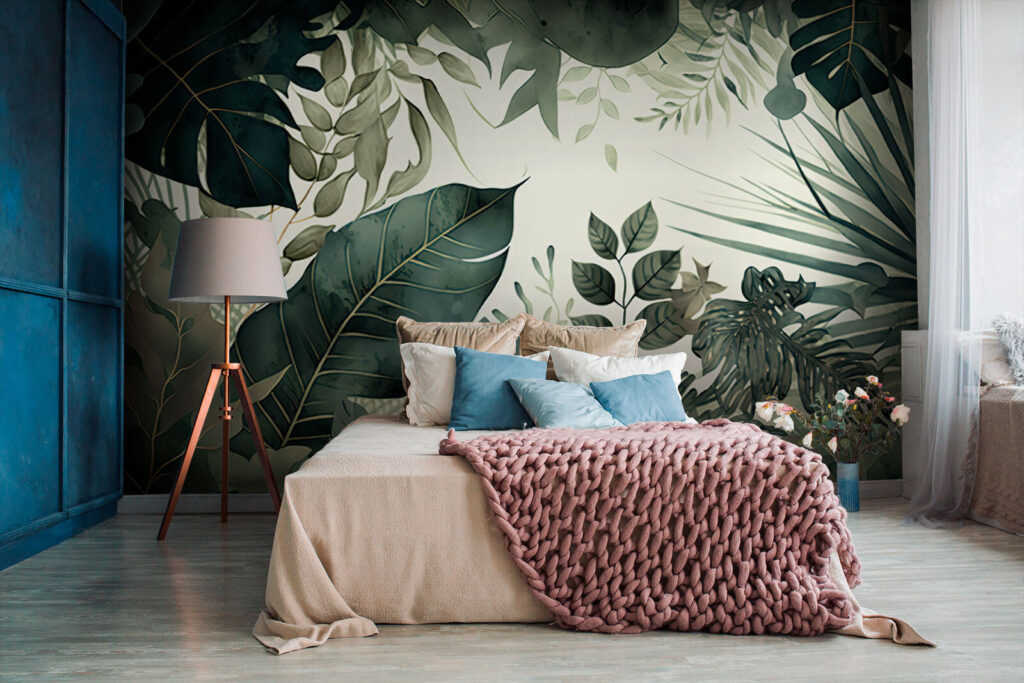 Hojas oscuras con flores — interior 1