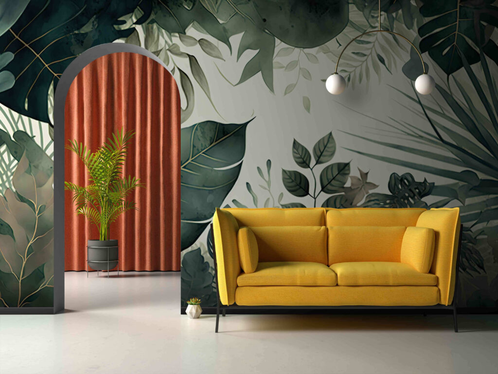 Hojas oscuras con flores — interior 2