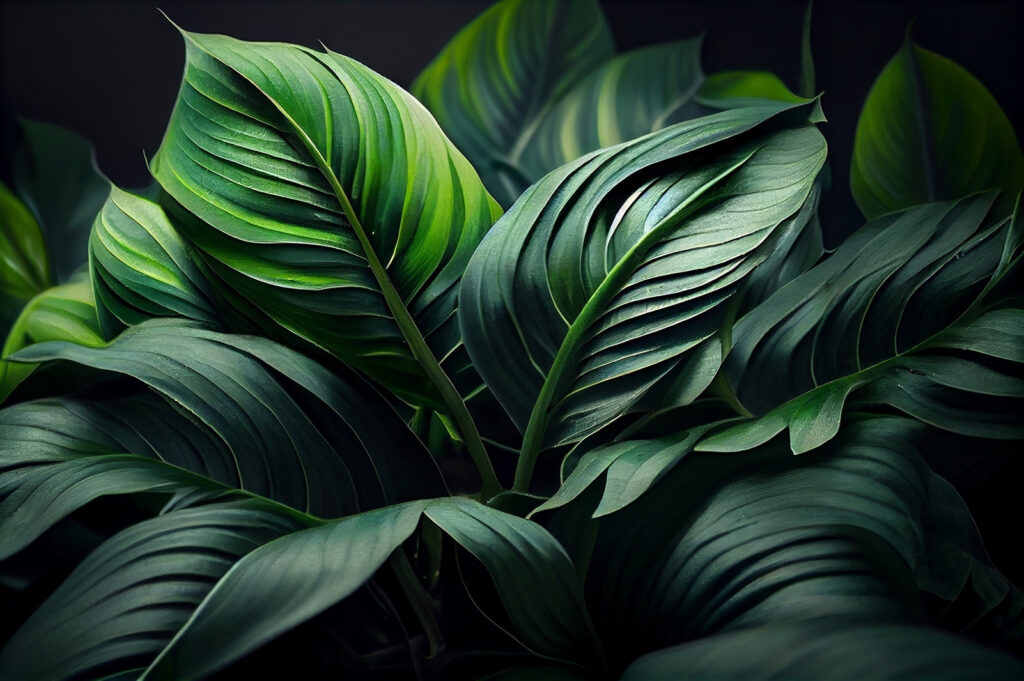 Hojas largas y verdes — diseño completo