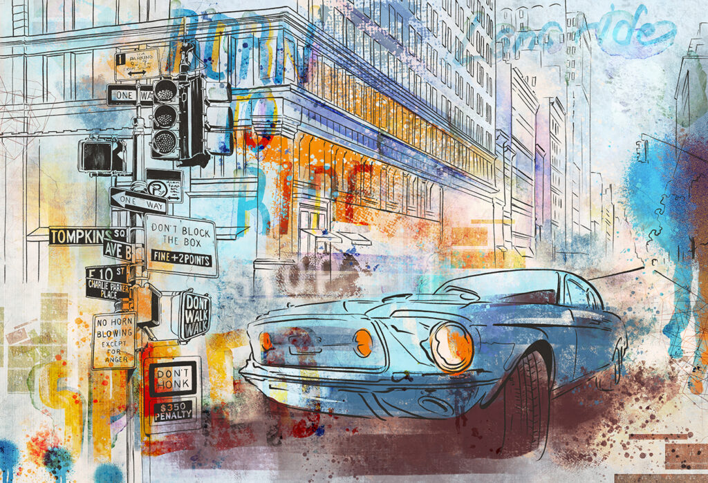 Coche clásico urbano — diseño completo