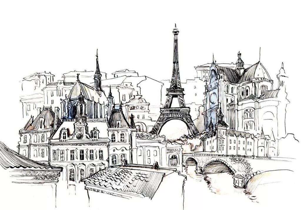 París en bocetos negros — diseño completo